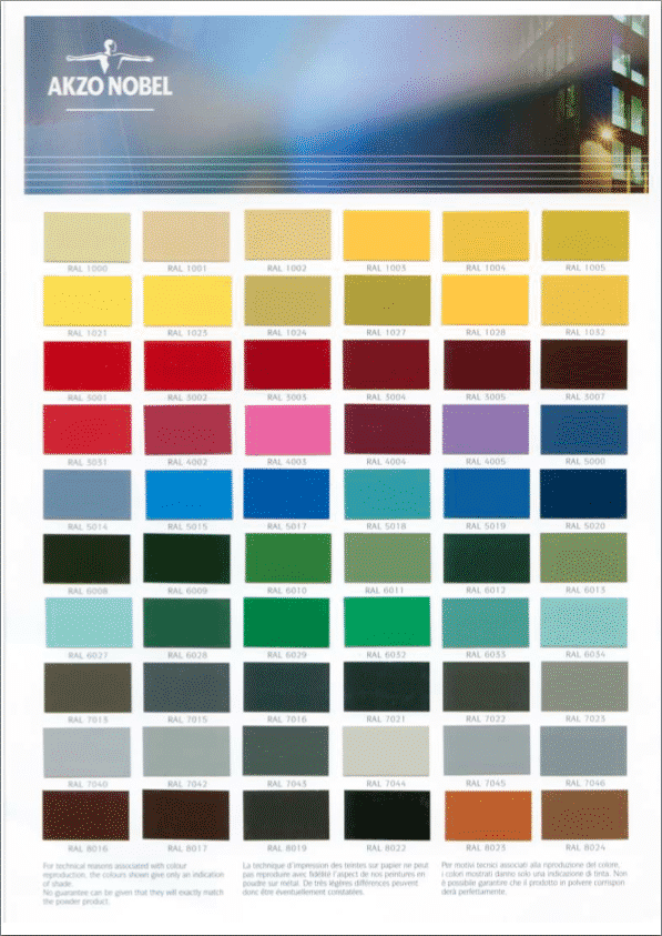 Akzo Nobel Powder Coatings Color Chart